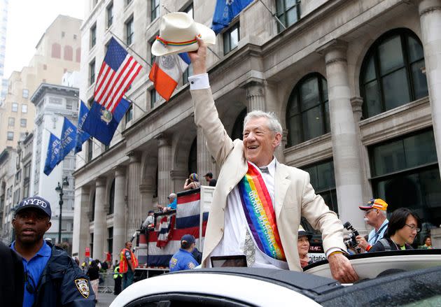 Sir Ian McKellen serving as Grand Marshal during the Heritage Pride March in New York in 2015