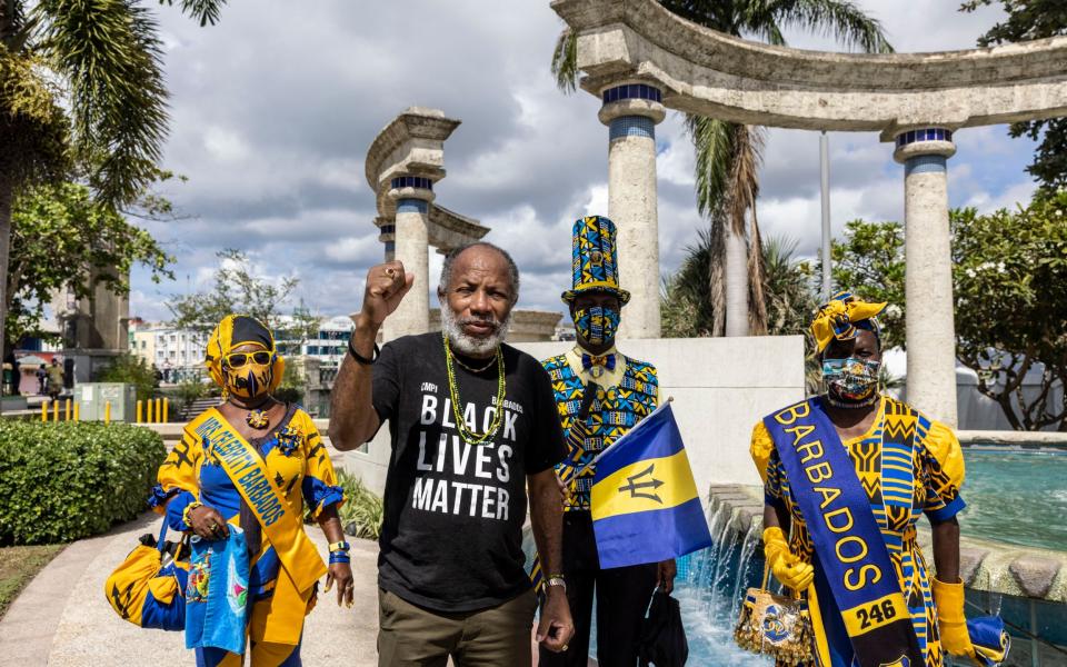 Black Lives Matter campaigner David Denny in Independence Square, Bridgetown . Denny is one of the organisers of the upcoming protest against Prince Charles attendance of Republic ceremony - Heathcliff O'Malley 