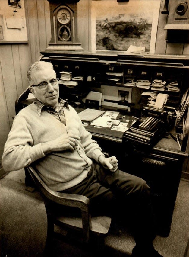 Joe Cienfuegos Sr. in his office at Joe's Auto Upholstery in 1981. Cienfuegos purchased 427 Linden St. around 1952 and ran Joe's Auto Upholstery out of the building until the mid-1980s. His son, Richard, has since moved the business to Willow Street.