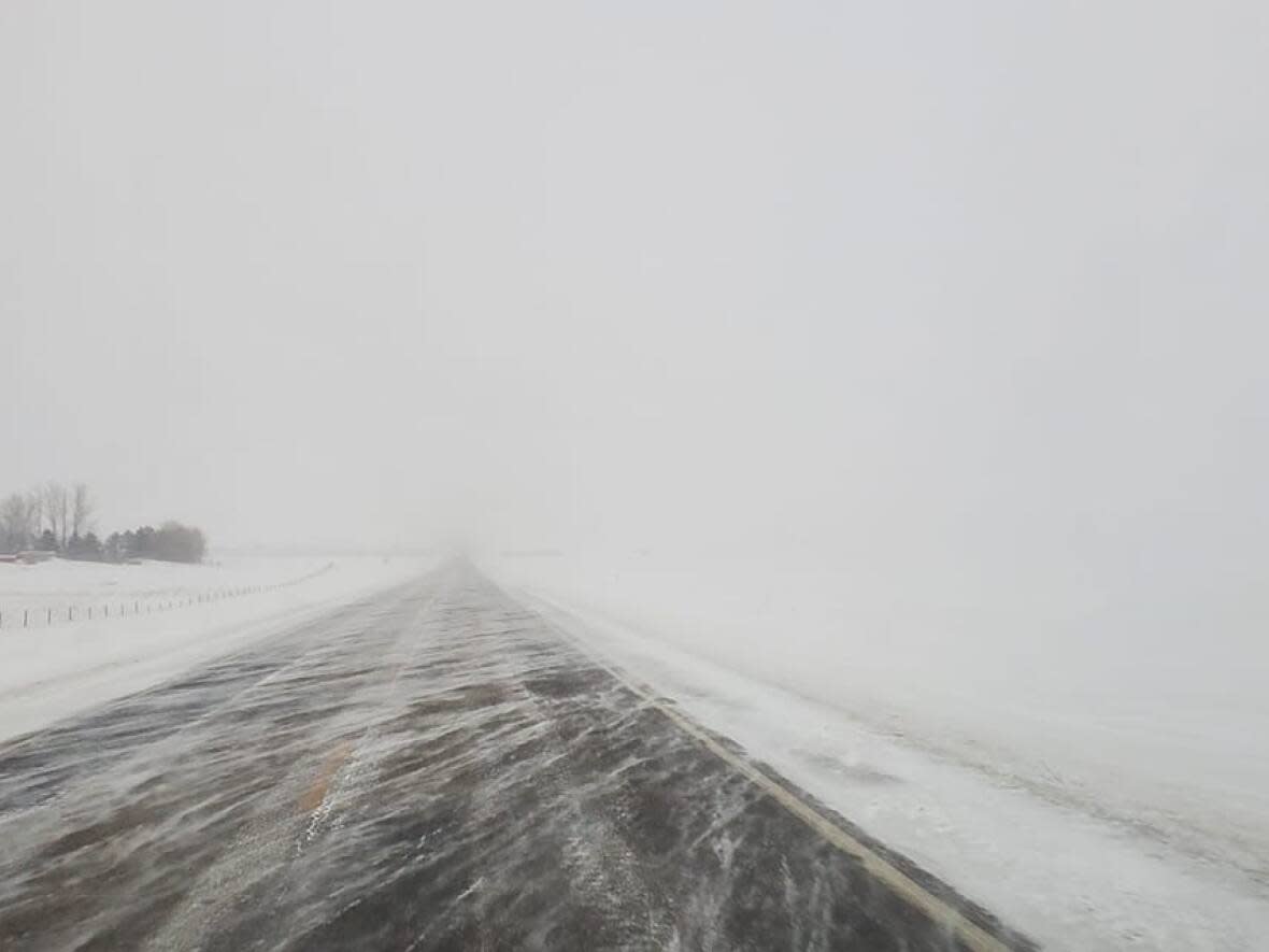 A resident posted this photo taken near Estevan on Facebook saying, 'Storm is on the way. It's getting worse.' (Graham Cen Cen/Facebook - image credit)