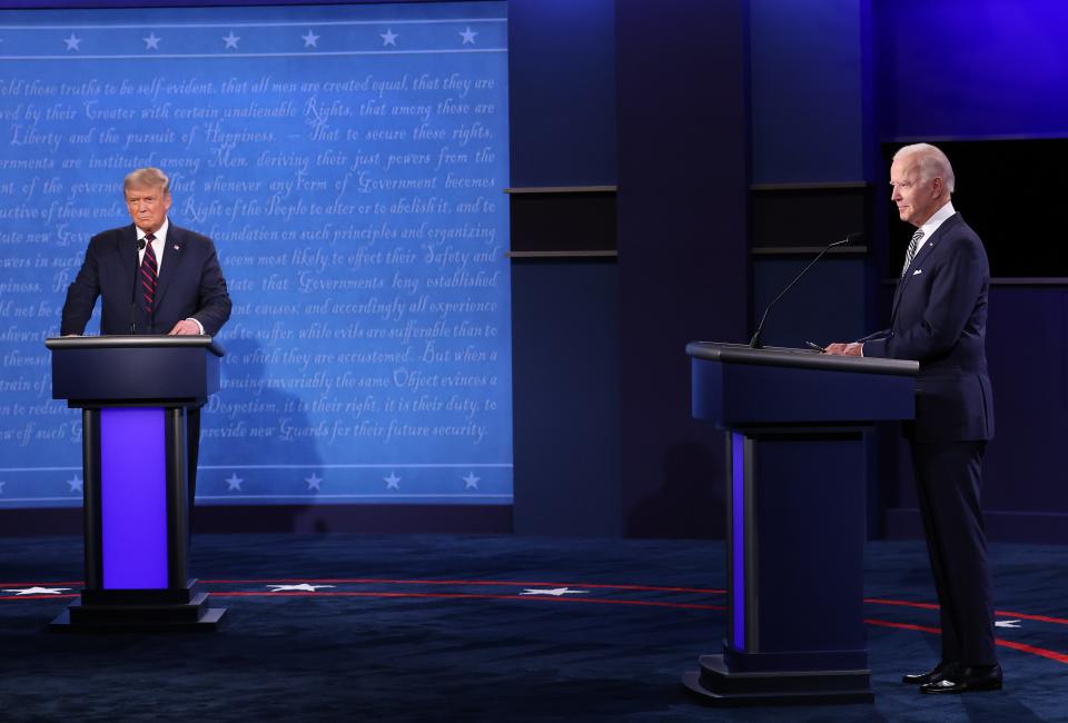 President Donald Trump and Democratic presidential nominee Joe Biden participate in the first presidential debate at the Health Education Campus of Case Western Reserve University on Tuesday.