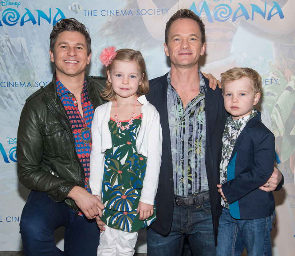 David Burtka, Harper Grace Burtka-Harris, Neil Patrick Harris and Gideon Scott Burtka-Harris attend the Disney Special Screening Of 