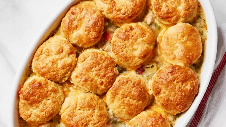 Cheese biscuit dough chicken pot pie