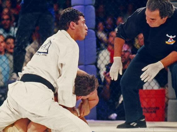 Gracie defeated Ken Shamrock at UFC 1 and later fought the American twice more (Getty)
