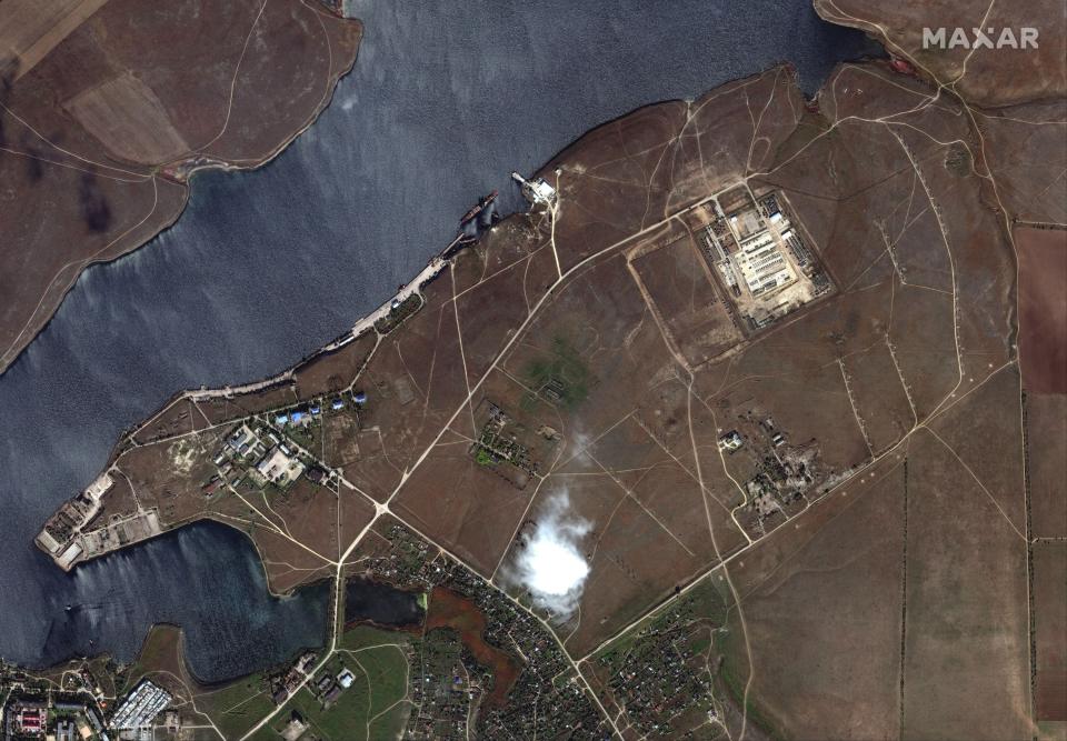 Additional battle groups, including tanks and artillery, arrived at the garrison/training area on the western Crimean Peninsula. Photo taken on Oct. 18, 2021.