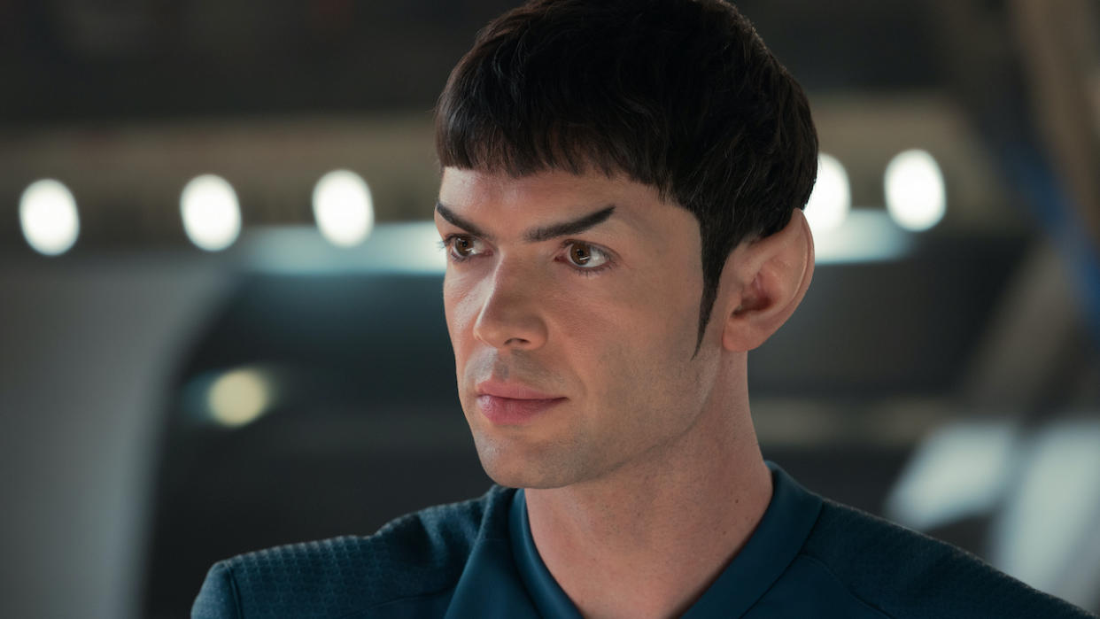  Ethan Peck as Spock in Star Trek: Strange New Worlds. 