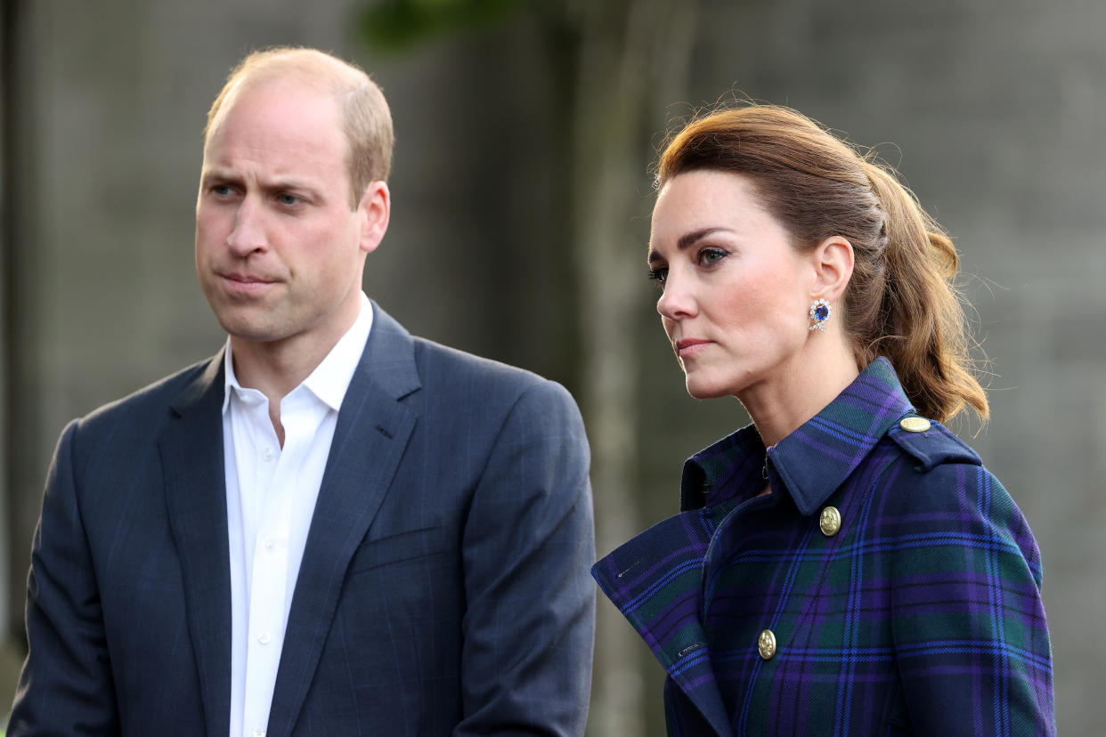 EDINBURGH, SCOTLAND - MAY 26: Prince William, Duke of Cambridge and Catherine, Duchess of Cambridge arrive to host NHS Charities Together and NHS staff at a unique drive-in cinema to watch a special screening of Disney’s Cruella at the Palace of Holyroodhouse on day six of their week-long visit to Scotland on May 26, 2021 in Edinburgh, Scotland. (Photo by Chris Jackson - WPA Pool/Getty Images)