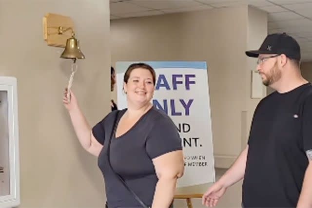 <p>Lexi Reed/instagram</p> Lexi Reed ringing the hospital bell after recovering from calciphylaxis