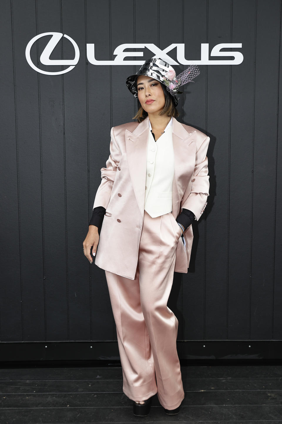 Melissa Leong rocked a blush pink suit for the occasion. Photo: Getty