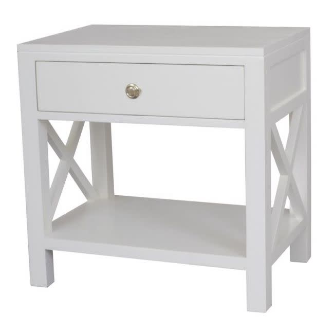 The block shop Hamptons style Catalina Crossed White Bedside