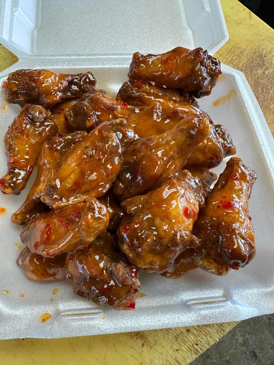 Sweet and spicy wings from Crooklyn New York Caribbean Cuisine in Macon.