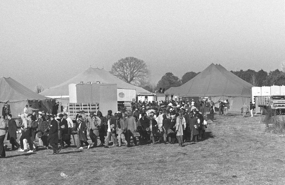 In this March 22, 1965, file photo, participants in the Selma-to-Montgomery voting rights march are shown at a campsite near Selma, Ala. (AP Photo/File)