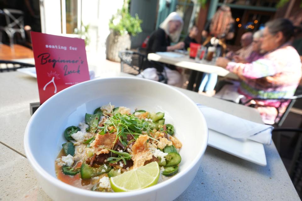 Niman ranch pork, slow roasted with chicharron, jalapeno and queso fresco at Beginner's Luck in Old Town Scottsdale.