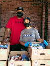 <p>CC Sabathia and wife Amber distribute face masks, donated from Anne Klein, and groceries to the families of the Madison Square Boys & Girls Club in The Bronx, New York.</p>