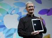 Apple Inc CEO Tim Cook speaks about the new iPad Air during an Apple event in San Francisco, California October 22, 2013. REUTERS/Robert Galbraith (UNITED STATES - Tags: BUSINESS TELECOMS SCIENCE TECHNOLOGY)