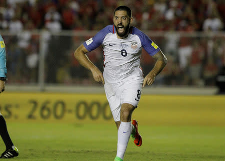 Football Soccer - Panama v USA - World Cup 2018 Qualifiers - Rommel Fernandez stadium, Panama city, 28/3/17. Clint Dempsey of the U.S. celebrates after scoring against Panama. REUTERS/Juan Carlos Ulate