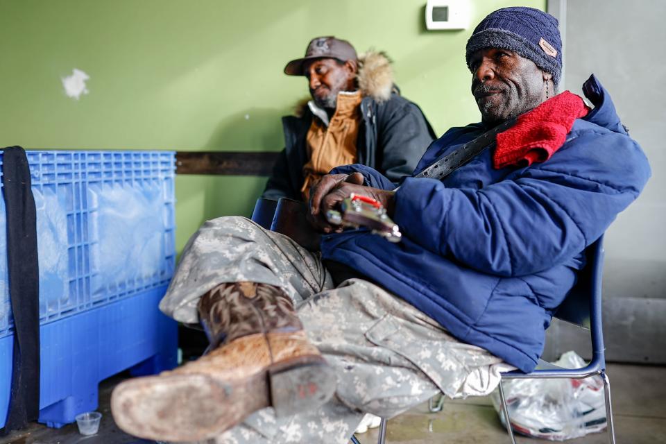 Samuel Harrison sits in the Homeless Alliance day shelter on Jan. 13 in Oklahoma City.