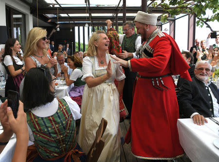 Austria's Foreign Minister Karin Kneissl celebrates her wedding in Gamlitz, Austria, August 18, 2018. Roland Schlager/Pool via Reuters