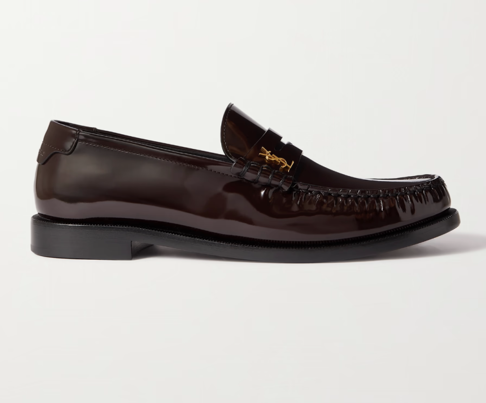A photo of Saint Laurent Le Loafer logo-embellished patent-leather loafers. (PHOTO: Net-A-Porter)