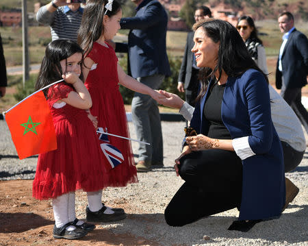Meghan Duchess of Sussex visits Lycee Qualifiant Secondary School in the town of Asni, Morocco February 24, 2019. Tim Rooke/Pool via REUTERS