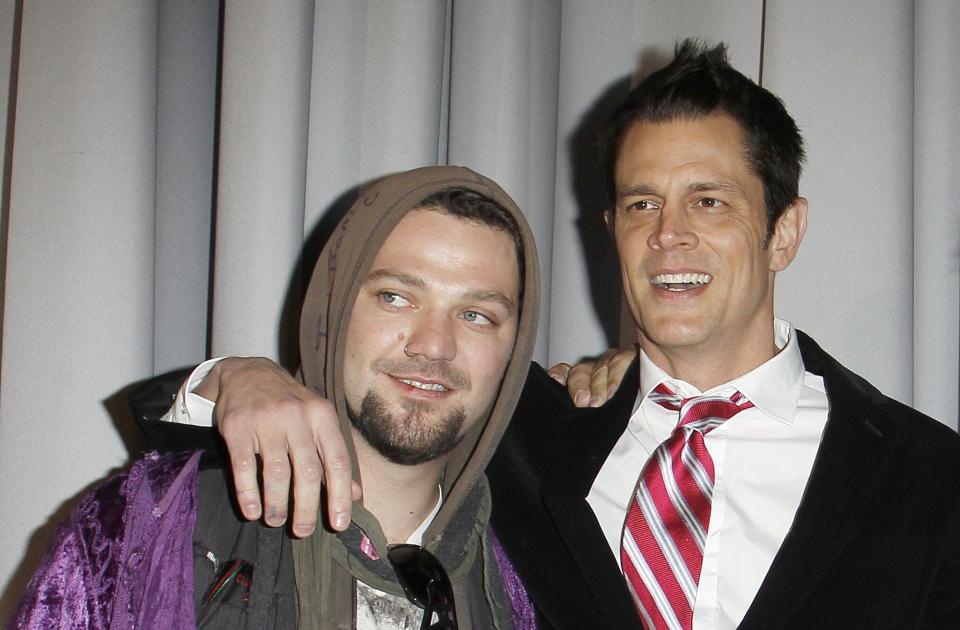 Bam Margera and Johnny Knoxville at the Berlin premiere of "Jackass 3D." (Photo: Franziska Krug via Getty Images)