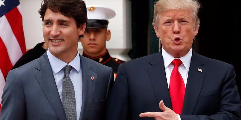 President Trump welcomes Canada's Prime Minister Justin Trudeau on the South Lawn before their meeting about the NAFTA trade agreement at the White House. 


REUTERS/Jonathan Ernst