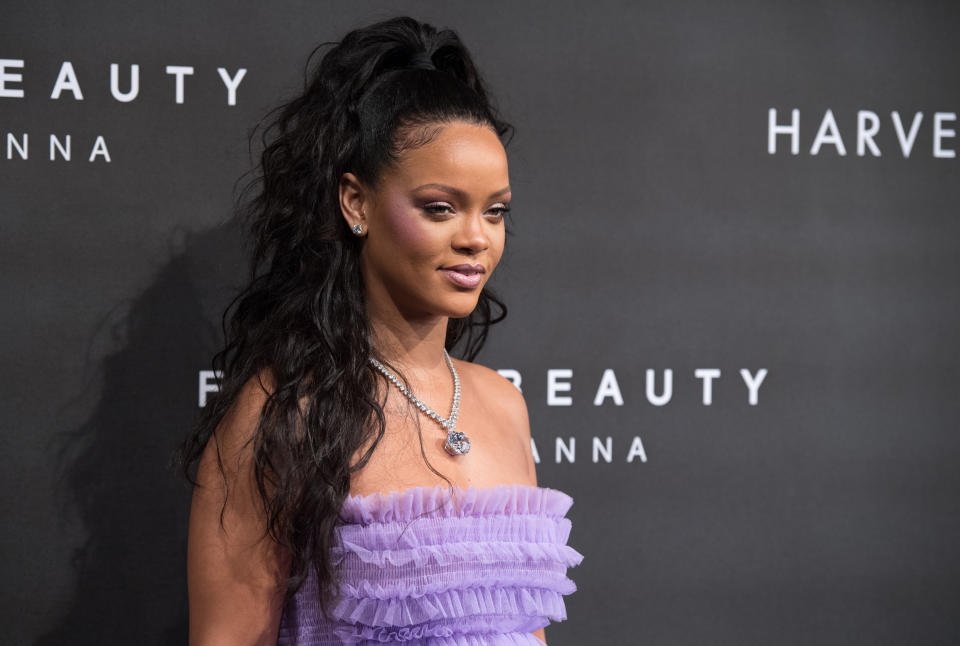 Rihanna hit up London for her latest Fenty Beauty launch. (Photo: Getty Images)