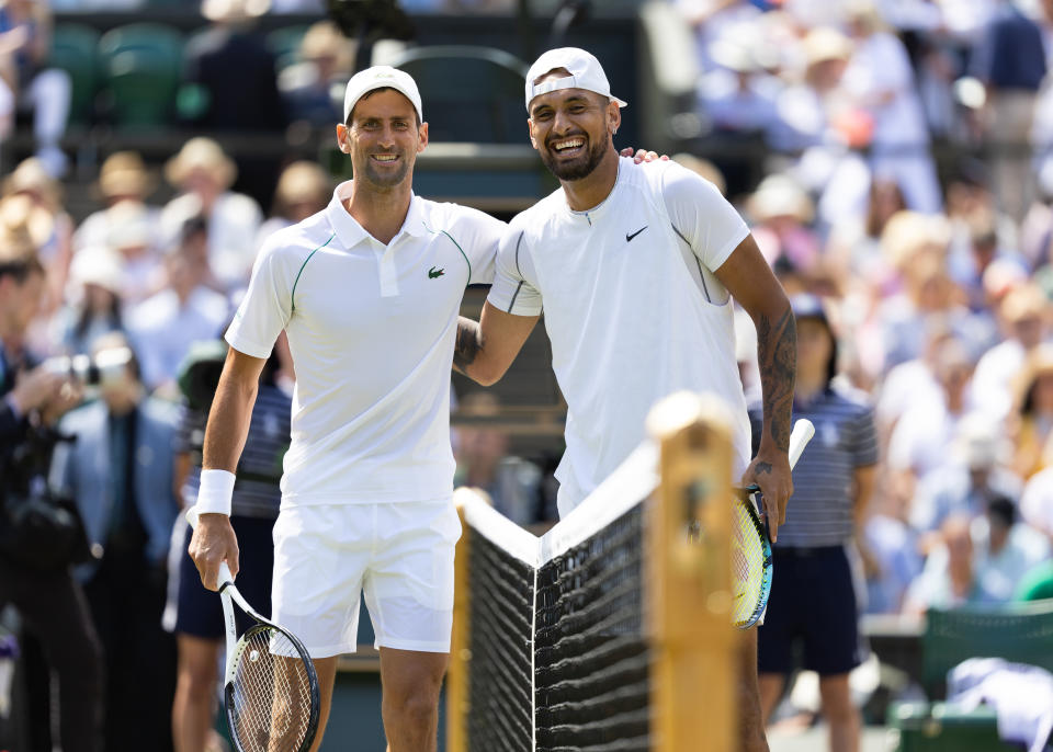 Novak Djokovic and Nick Kyrgios, pictured here in the Wimbledon final.