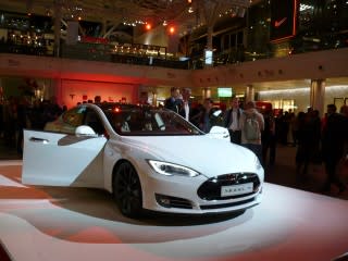 Tesla Store opening in Westfield Mall, London, Oct 2013