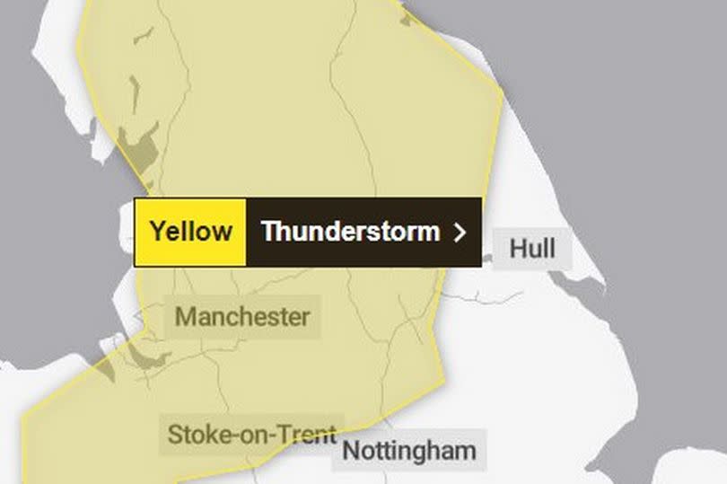 A yellow warning for thunderstorms is in place