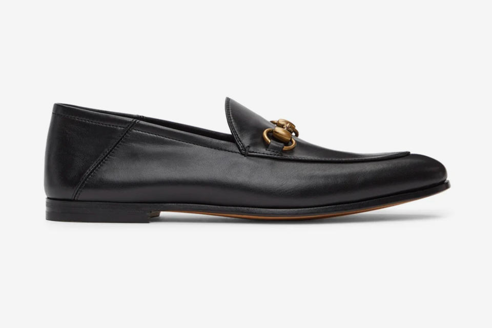 Gucci Black Leather Horsebit Loafers