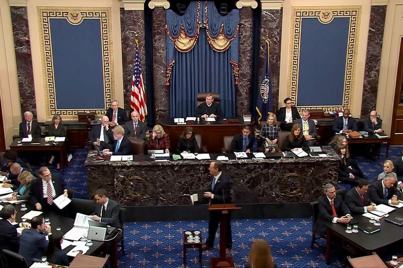 Lead manager House Intelligence Committee Chairman Adam Schiff speaks at impeachment trial at the U.S. Capitol in Washington