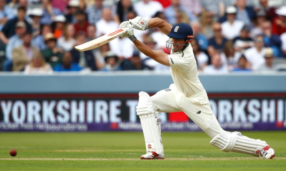 Alastair Cook scored 70 of England’s 184 runs at Lord’s on day one of the first Test against Pakistan.