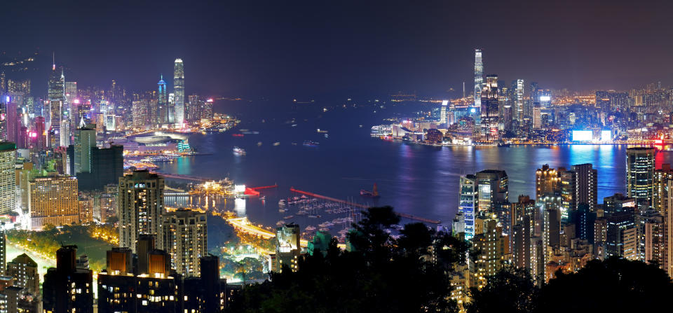 Panorama of Hong Kong at night, China - Asia