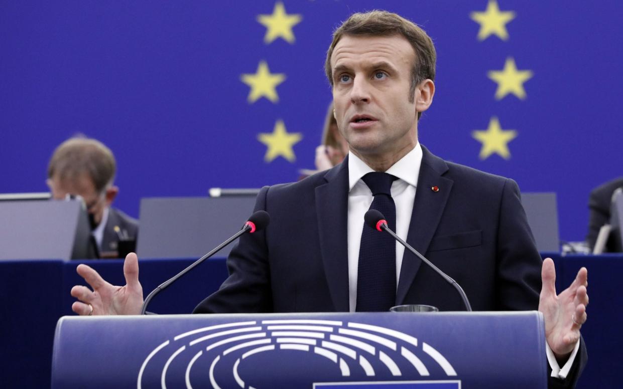Emmanuel Macron calls on the EU to be 'tough' on the UK in speech to European Parliament - Shutterstock