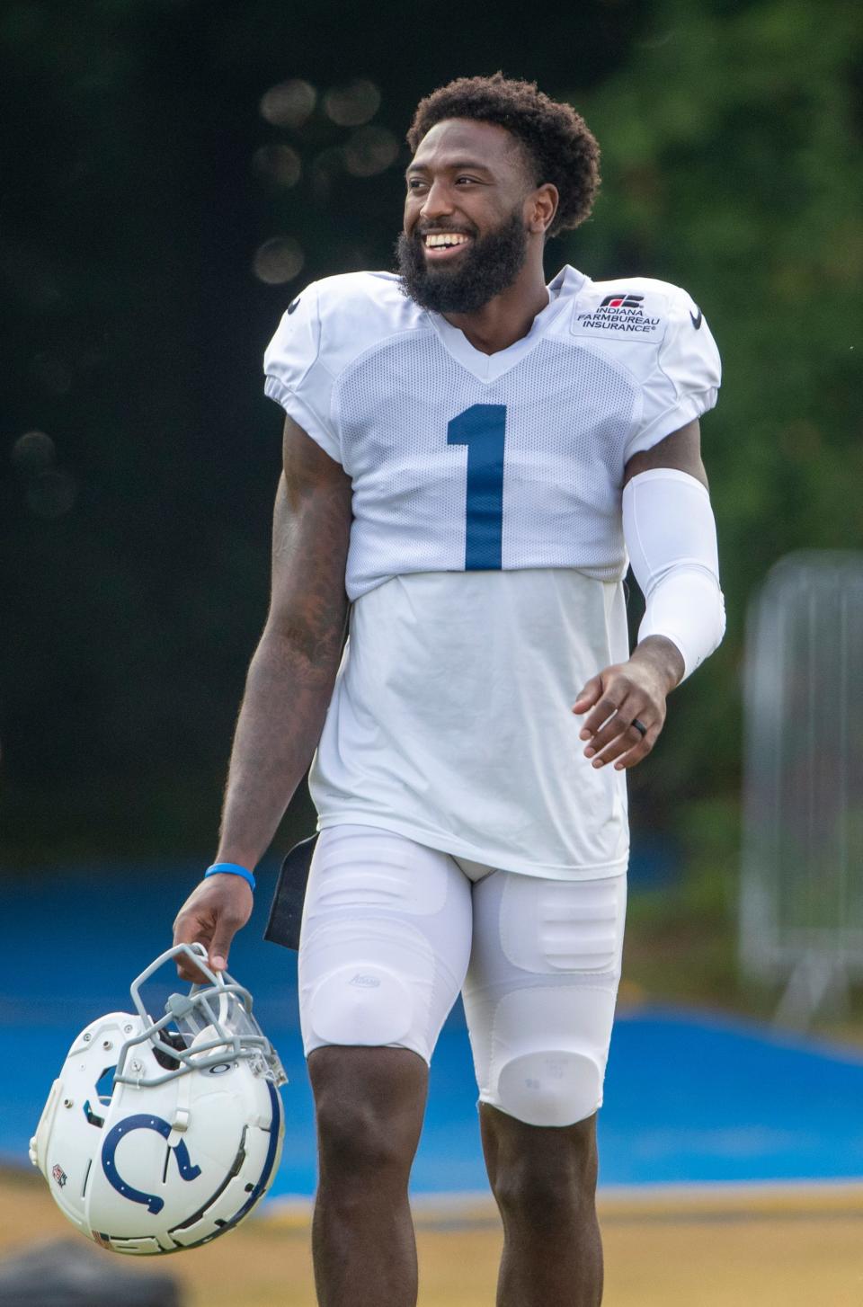 Indianapolis Colts wide receiver Parris Campbell (1) during the day's Colts camp practice at Grand Park in Westfield on Wednesday, Aug. 18, 2021. 