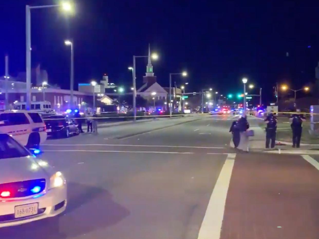 <p>A large police presence in Virginia Beach on Friday 26 March</p> ((WAVY TV 10))