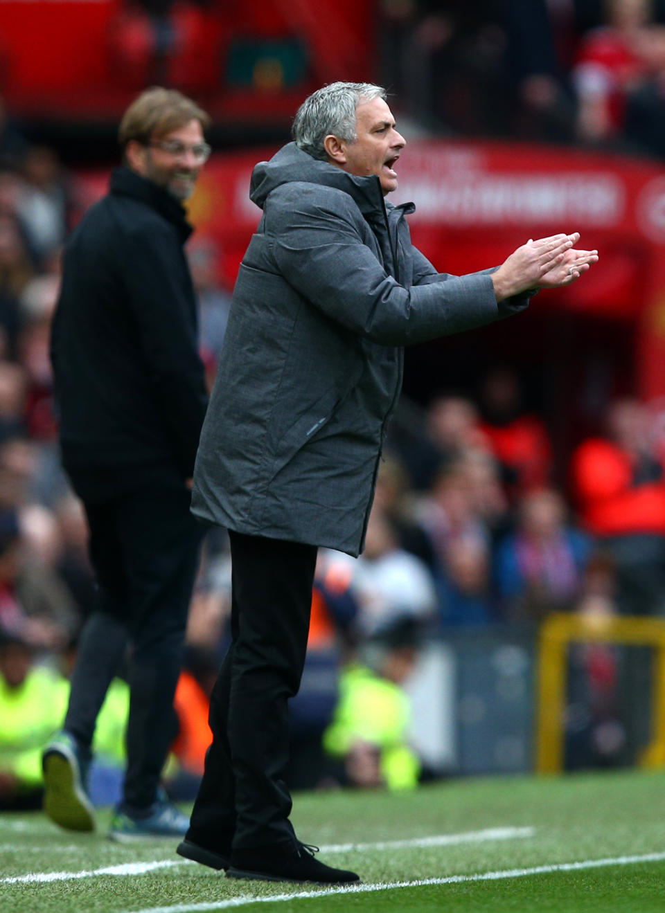 <p>Manchester United manager Jose Mourinho gestures on the touchline </p>