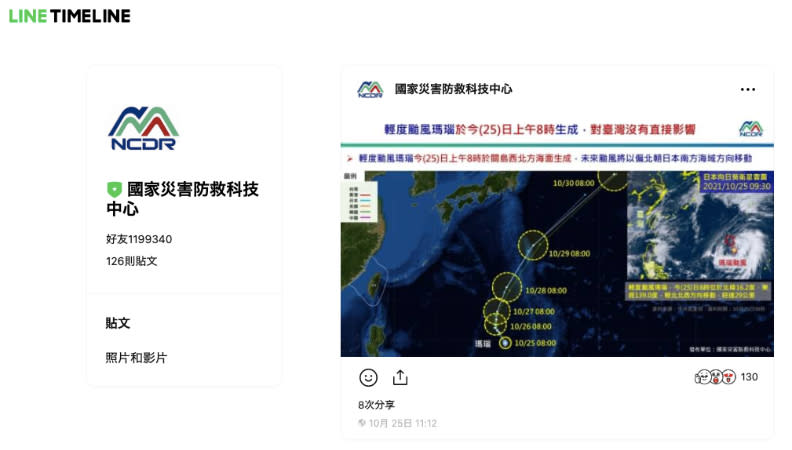 翻攝自LINE TIME LINE。