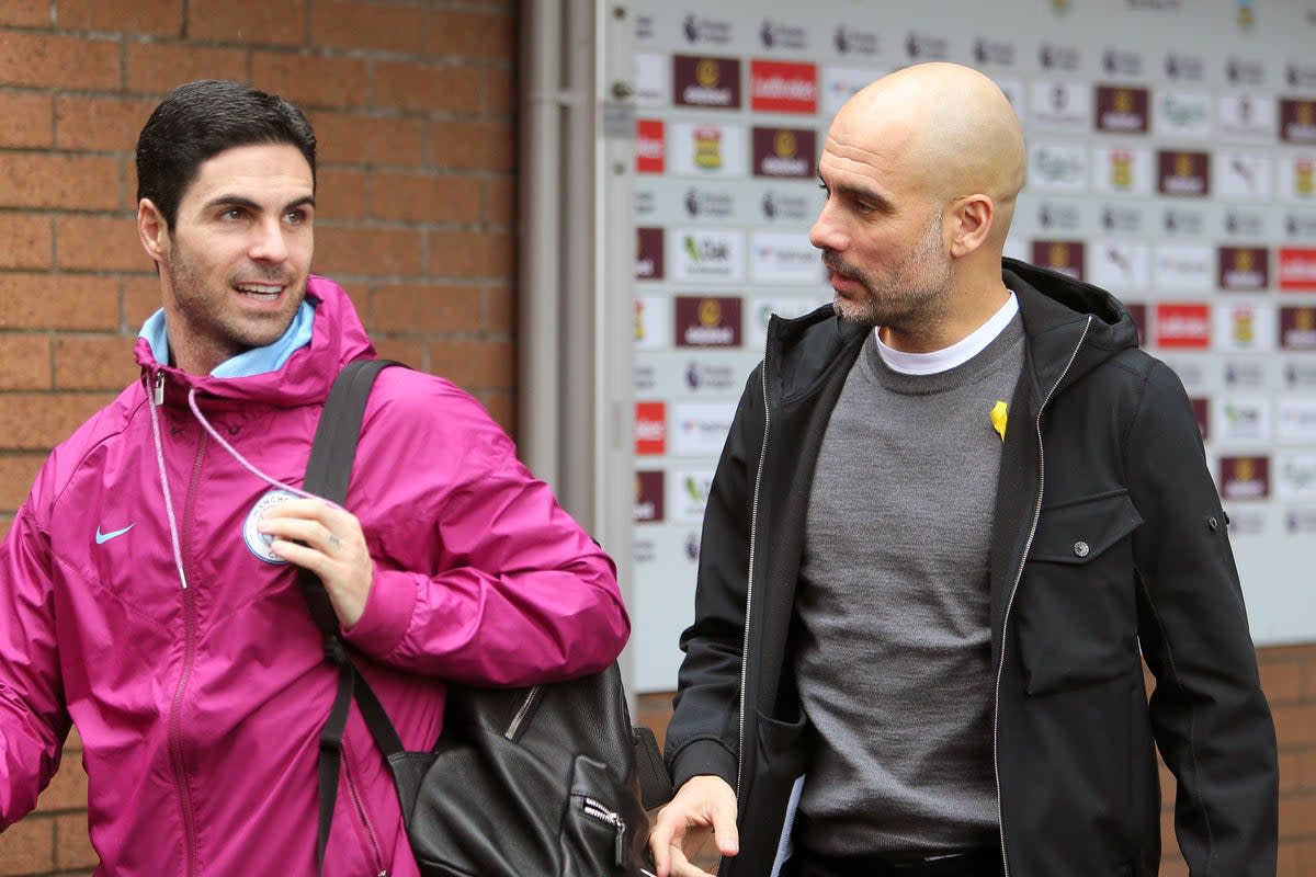 Pep Guardiola (right) faces former assistant Mikel Arteta (left) in the FA Cup (Richard Sellers/PA) (PA Archive)