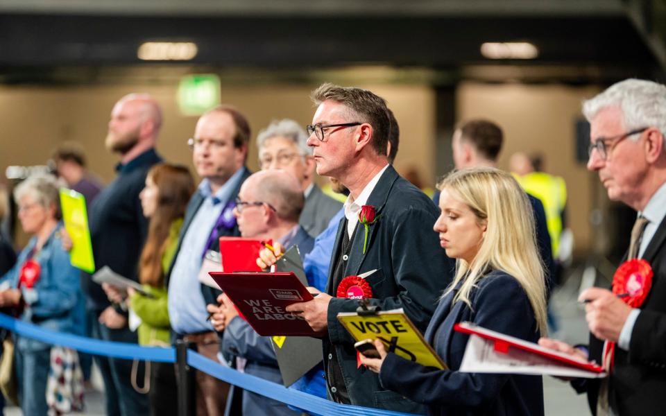 Counters and party members attend at the Emirates Arena in Glasgow during the count for the 2024 General election