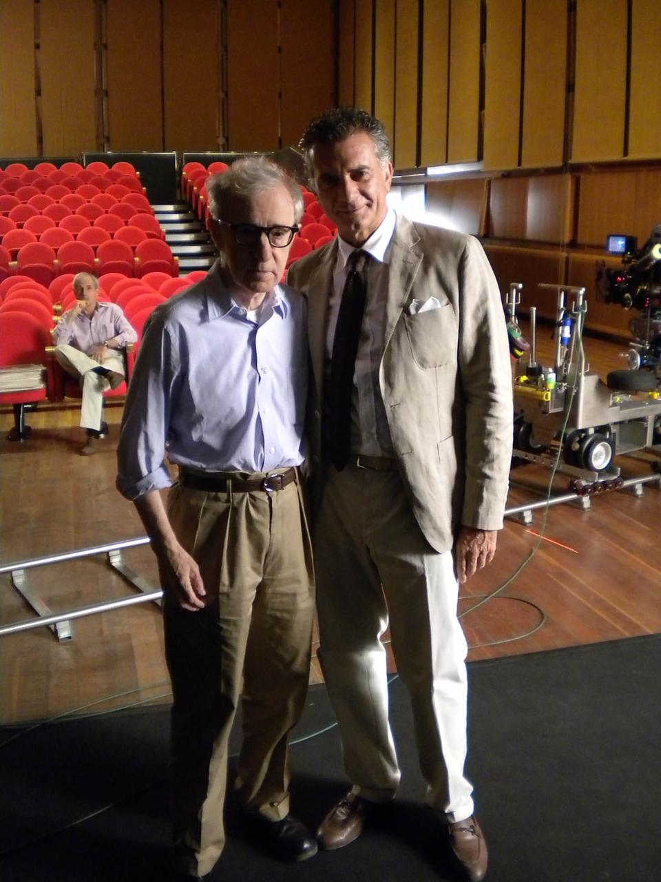 Fabio Bonini on the set of "To Rome with Love"  with Woody Allen in 2010. Photo provided by Fabio Bonini