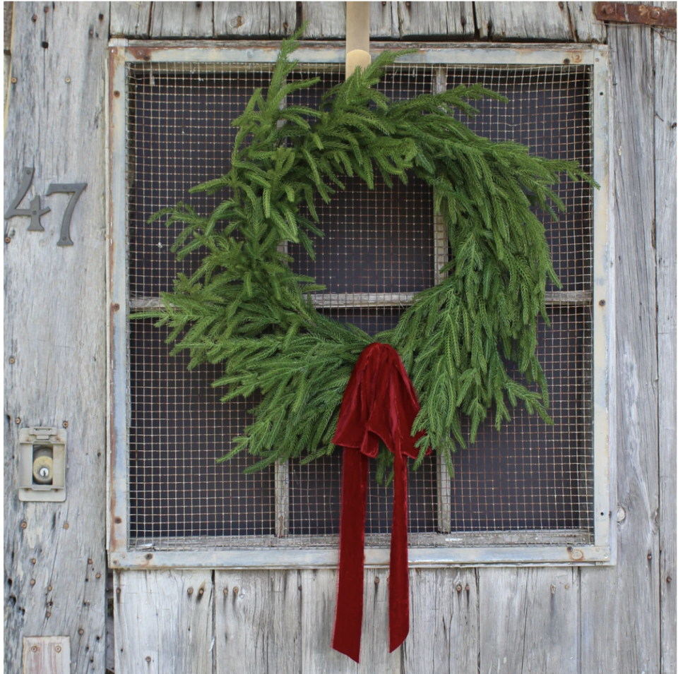 <p><a href="https://darbycreektrading.com/products/real-touch-norfolk-pine-front-door-christmas-holiday-winter-wreath-24" rel="nofollow noopener" target="_blank" data-ylk="slk:Shop Now;elm:context_link;itc:0;sec:content-canvas" class="link ">Shop Now</a></p><p>Real Touch Norfolk Pine Holiday Winter Wreath</p><p>$89.00</p><span class="copyright">Darby Creek Trading</span>