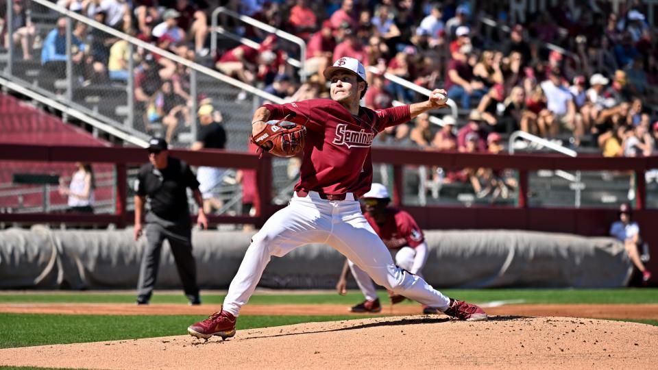 Florida State’s Bryce Hubbart throws in win over Samford on Saturday.