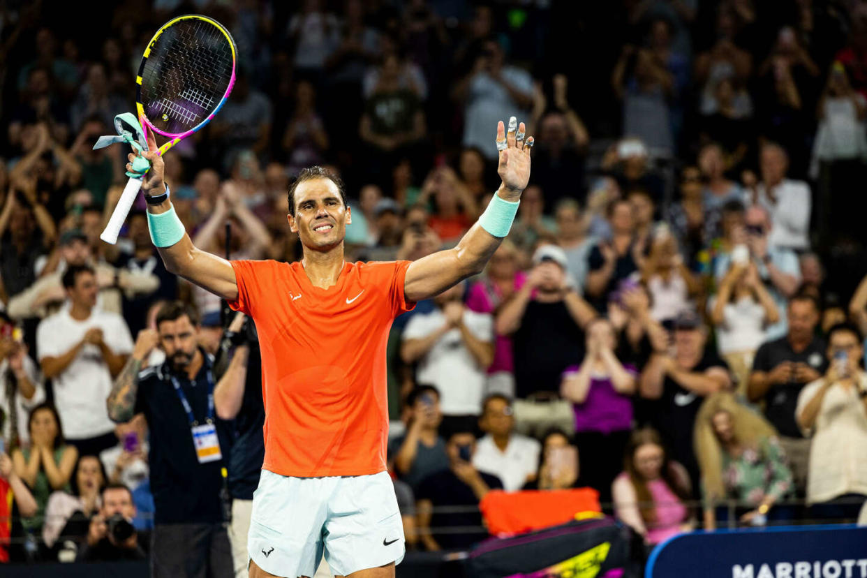 Rafael Nadal lors de sa victoire à Brisbane, le 2 janvier.  - Credit:Ben Symons/Shutterstock/SIPA / SIPA / Ben Symons//SIPA