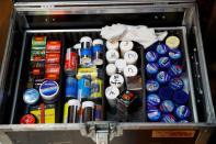 A box with various ski waxes of Heinz Haemmerle, or "Magic Heinzi" as US skier Lindsey Vonn calls her Austrian-born ski technician, is pictured in the tiny container of the serviceman of the world's most successful skiing women at the Winter Olympics 2018 in Pyeongchang, South Korea February 19, 2018. Picture taken February 19, 2018. REUTERS/Leonhard Foeger