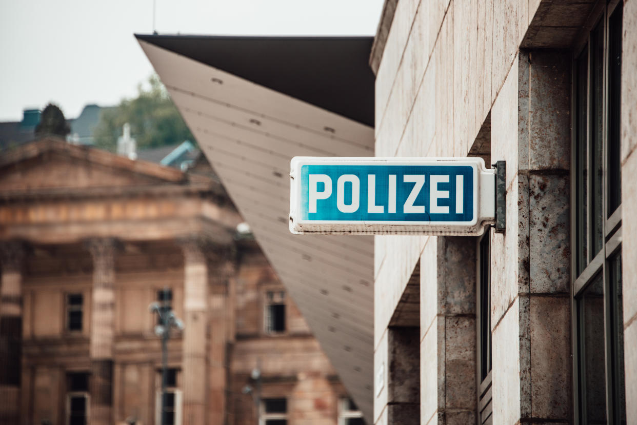 German police sign in a street