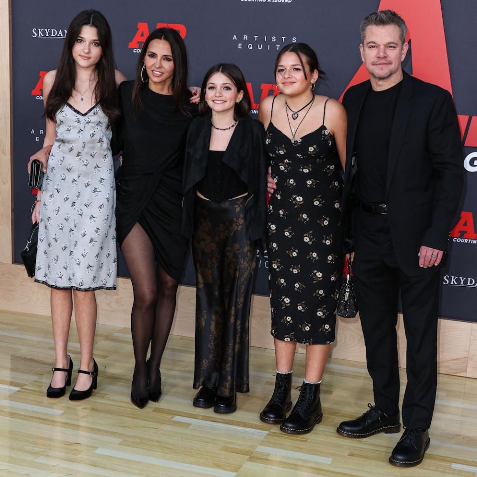 Matt Damon avec sa femme et ses filles
