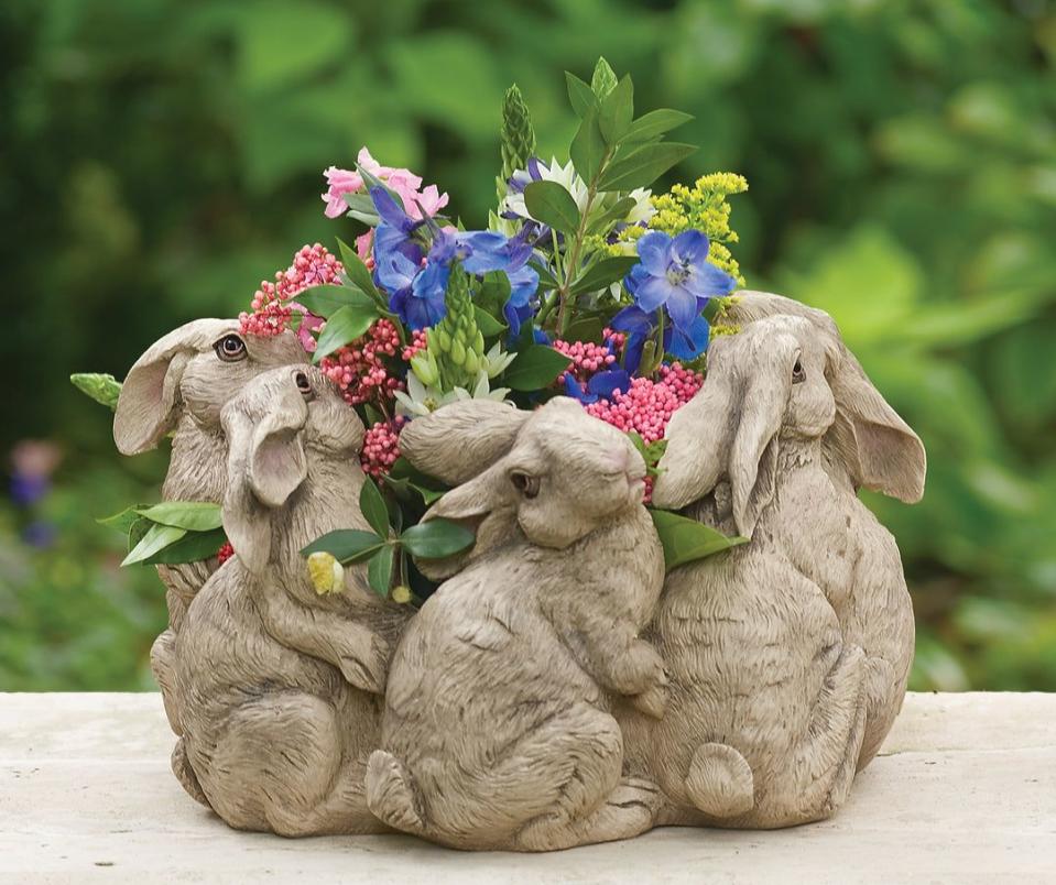 <p>charlestongardens.com</p><p><strong>$140.00</strong></p><p><a href="https://www.charlestongardens.com/collections/planters-and-pedestals/products/8025" rel="nofollow noopener" target="_blank" data-ylk="slk:Shop Now;elm:context_link;itc:0" class="link ">Shop Now</a></p><p>Nothing says spring like an Easter appropriate circle of bunnies, and this resin vase is good for outdoors or in. </p>