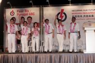 Pasir Ris-Punggol GRC team led by Deputy Prime Minister Teo Chee Hean were speaking at the PAP rally on Thursday, 28 April. (Yahoo! photo/ Marianne Tan)